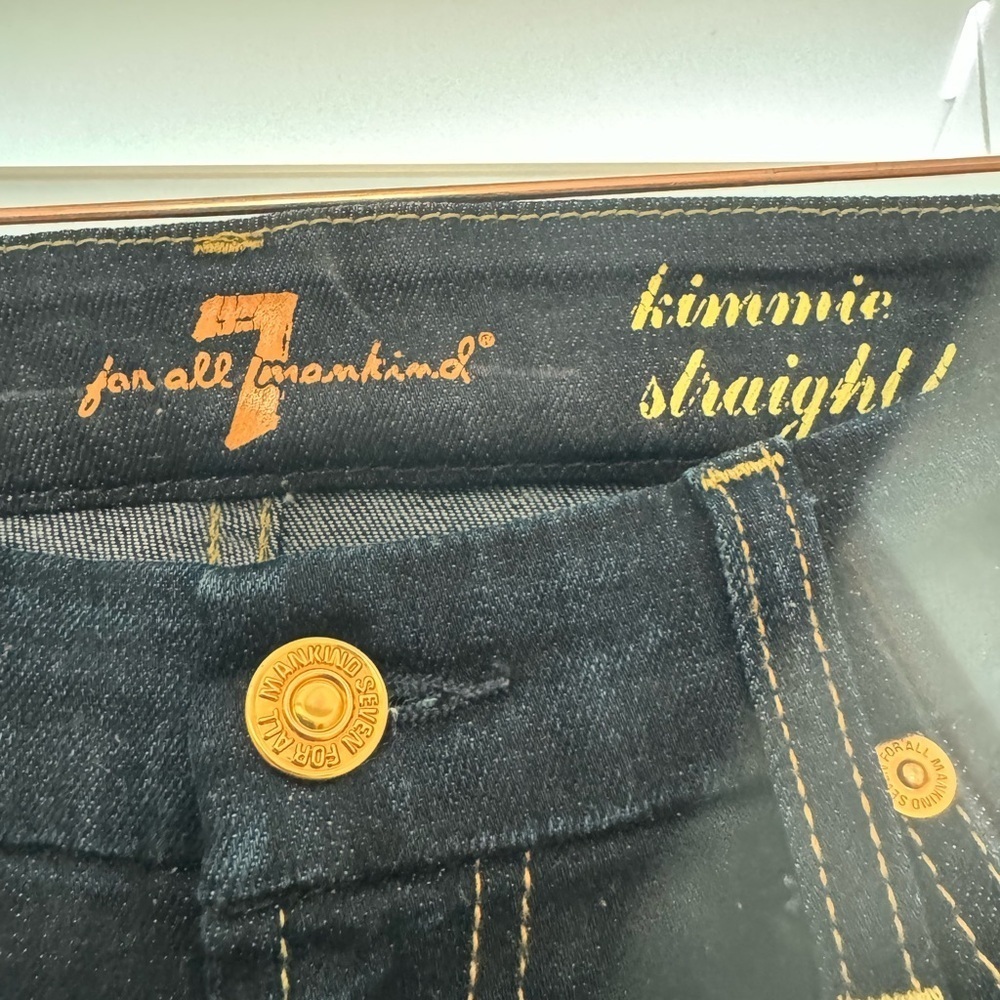 7 For All Mankind Kimmie Straight Leg Mid-rise Jeans Dark Wash Size 25 - Picture 5 of 8